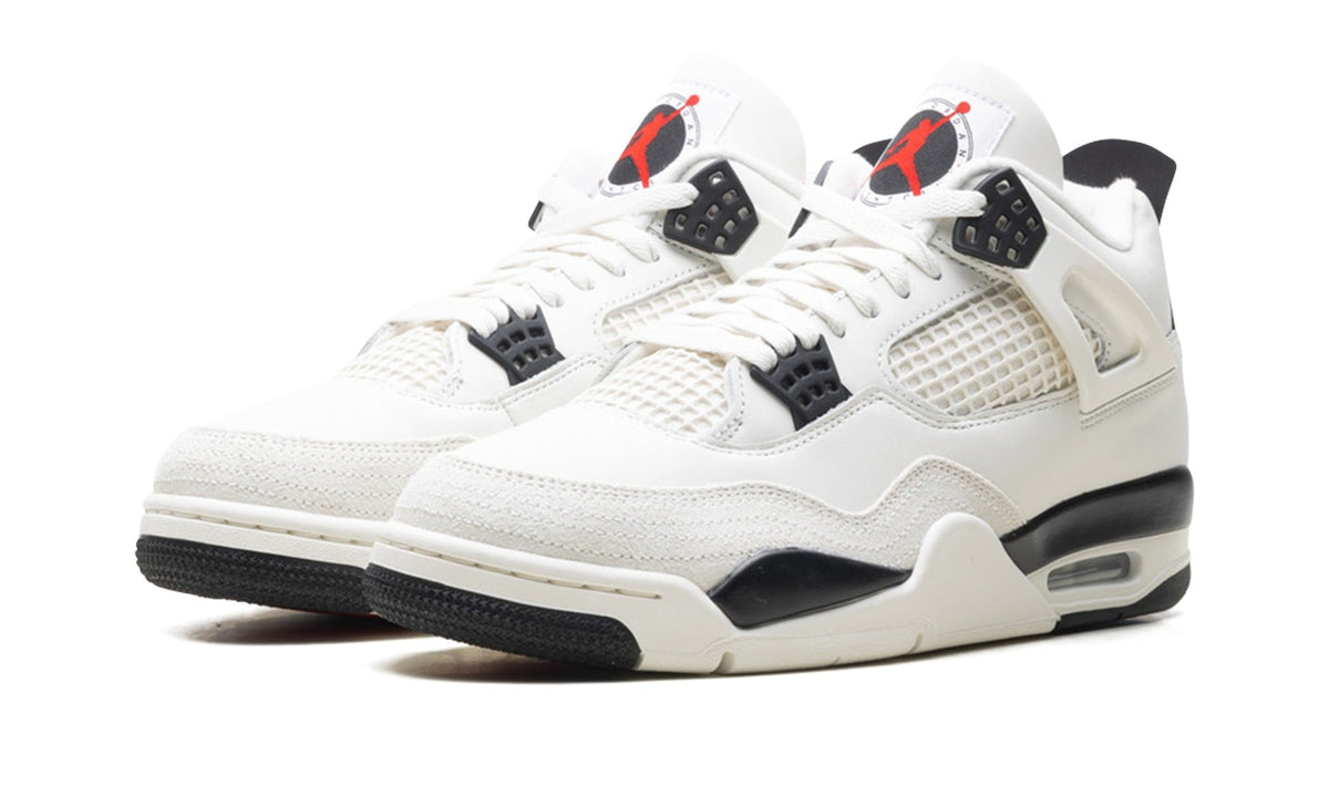 Air Jordan 4 Sneakers – White, Black & Red