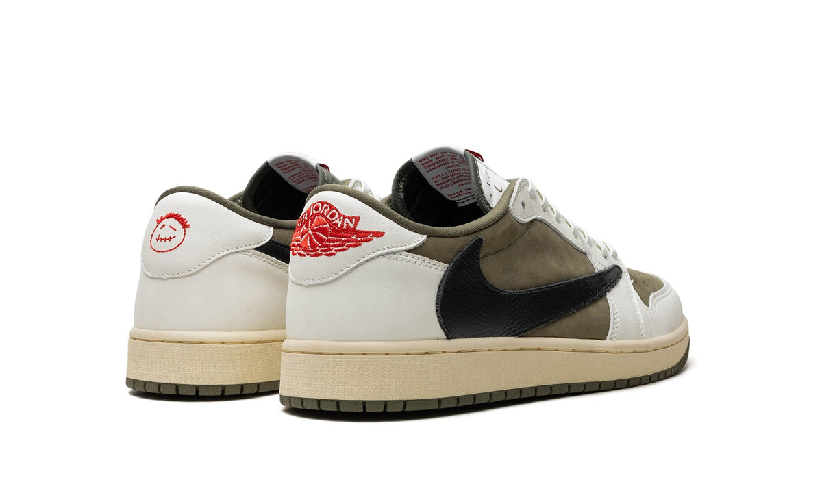 Travis Scott x Air Jordan 1 Low Sneakers – Olive, White & Black